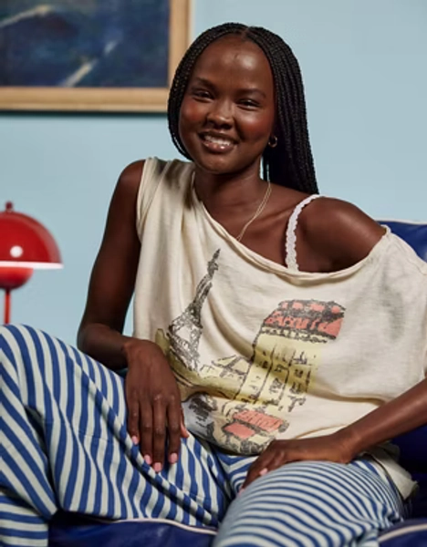 Aerie Oversized Off The Shoulder Boyfriend T-Shirt