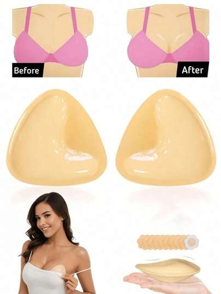 2/1Pair Double-Sided Sticky Bra Inserts,Snowy Sticky BraInserts,Sticky Bra Push Up, Self-Adhesive Pads UltraInstant Lift Bra, Push Up Bikini Pads For Sports BraSwimsuit