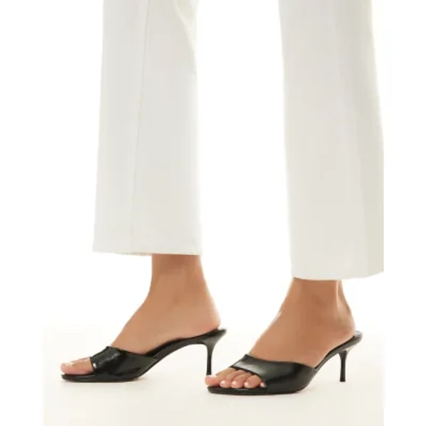 Black Mule Heeled Sandals