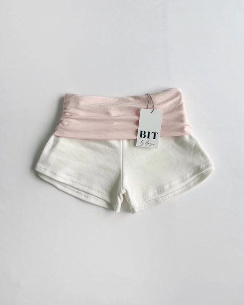 Organic cotton foldover shorts (Milkshake Pink/White) – Bit By Angie