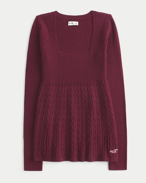 Long-Sleeve Square-Neck Babydoll