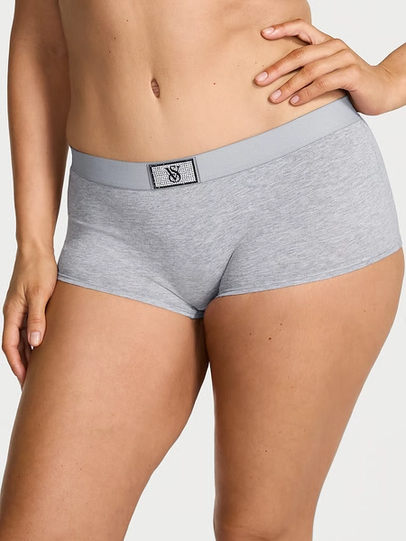 Boxer en coton à étiquette brillante et logo