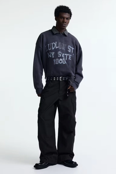 Loose-Fit Cargo Pants - Black