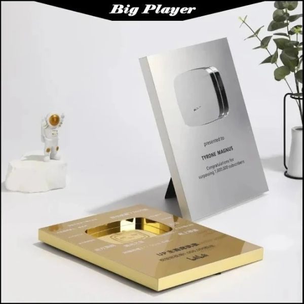 FOR YouTube Play Button Subscribers Rewards Customized Souvenirs 3D Logo Aluminum Recognition