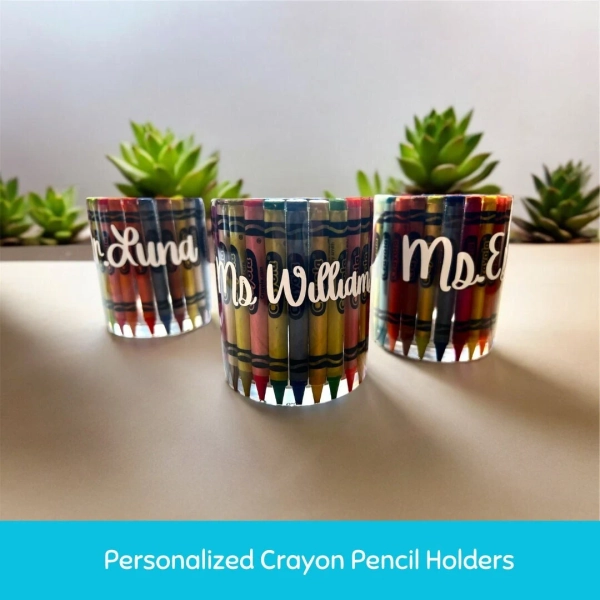 Personalized Crayon Pencil Holder, Resin Teacher Gift
