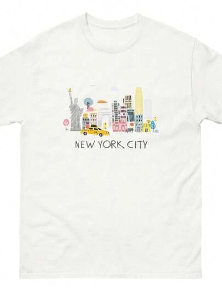 New York City Shirt – NYC Skyline Landmarks Graphic Tee, Tourist Souvenir Gift Shirt