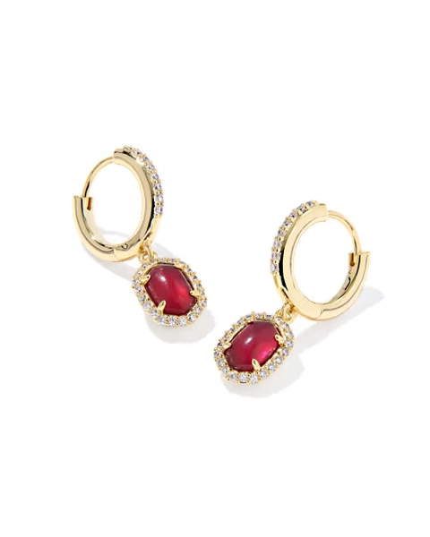Daphne Gold Crystal Frame Huggie Earrings 