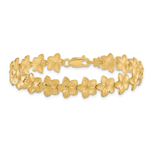Plumeria Bracelet 14K Yellow Gold 7.25"