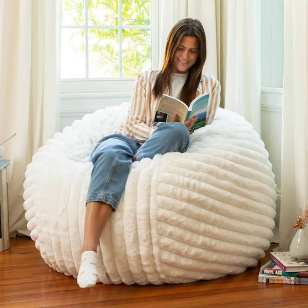 Jaxx 4 Foot Saxx Large Round Bean Bag Chair for Adults