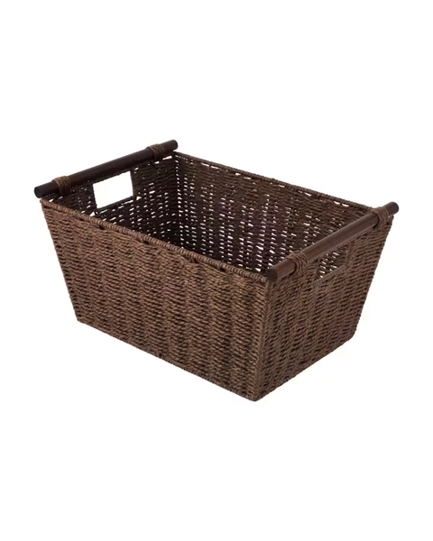 Rectangle Wood Handle Basket - Chocolate - Chocolate - One Size