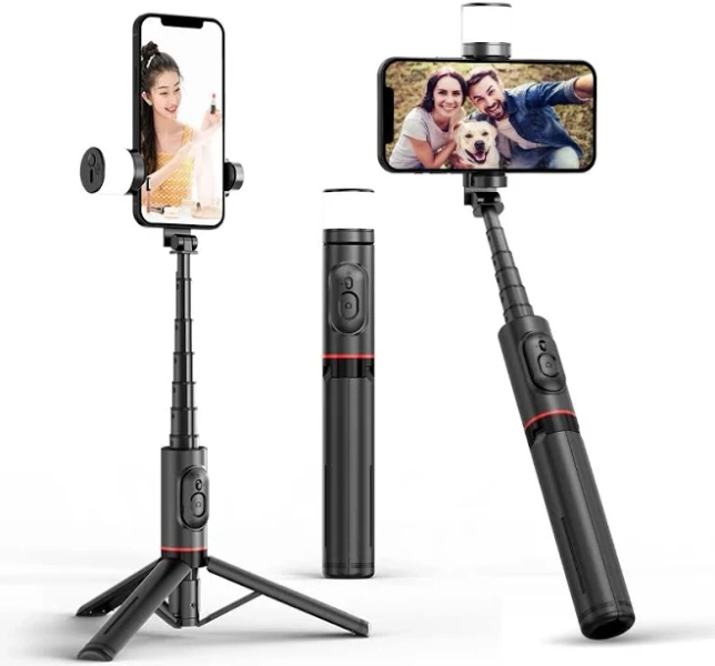 2024 NEW Portable Wireless Bluetooth Phone Telescopic Selfie Stick Tripod With Fill Light for Huawei