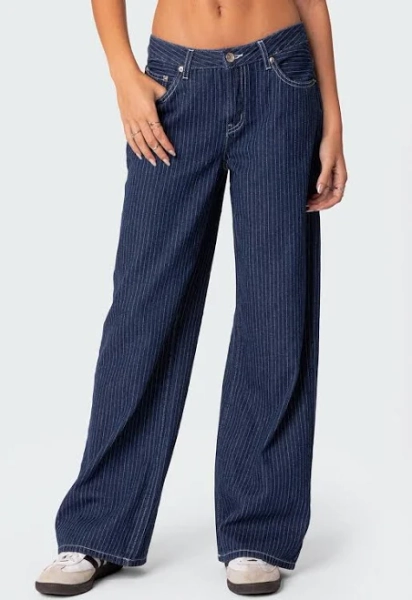 Edikted Women's Low Rise Pinstripe Jeans
