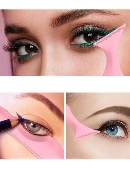Multifunctional Makeup Eyeliner Stencil, 1pc Pink Silicone Reusable Waterproof Liner Makeup Brush Pen Stamp Sharpener Eyes Smoky Eye Small Angled Wing Tip, Aid Eyeliner Molds Guide Template Quick And Easy Makeup, Real Beginners Techniques Eye Shadow Lines Gel Eyebrow Pomade Black,Makeup,Cheap,Room Decor,Vanity,Travel,Bedroom,Makeup Accessories