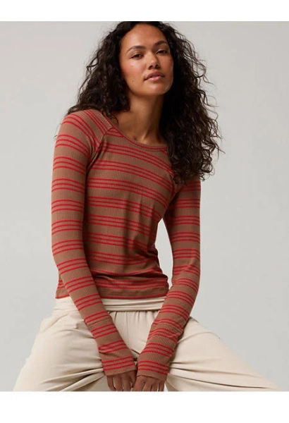 Aerie Thumbs Up Fitted Ribbed T-Shirt