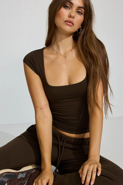 armadillo brown Smooth Open Neck Tee