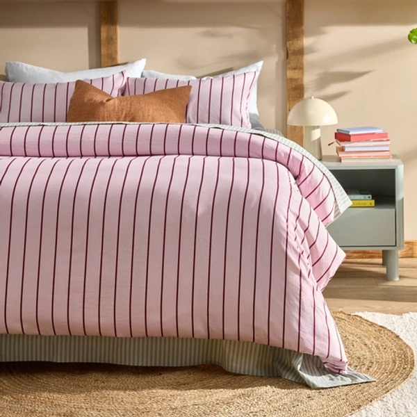 Pink & Plum Striped Lili Microfibre Quilt Cover Set