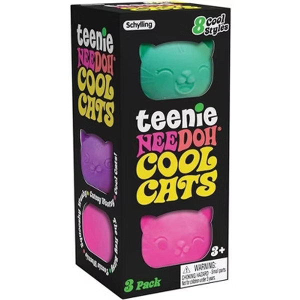 Schylling Teenie Cool Cats NeeDoh Squishy Fidget Toy Multicolor 3ct