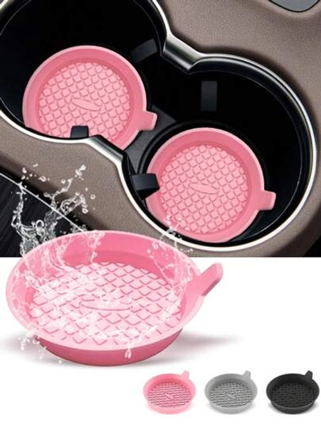 1pc/2PCS Car Cup Coaster, Bling Cup Holder Insert Coasters,Universal Auto Non-Slip Cup Holder Embedded In Ornaments Silicone Coaster, Car Interior Accessories Mat,8cm/3.1 Inch Soft Crystal Rhinestone Rubber Pad Set Round Auto Drink Coaster Car Interior Accessories
