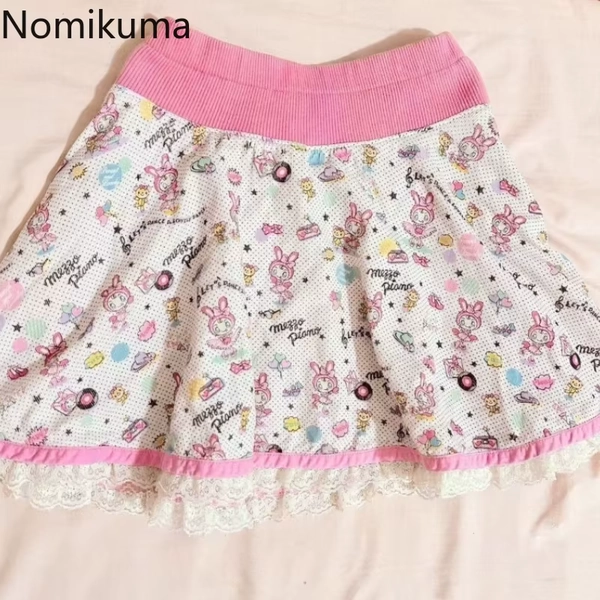 Vintage Skirt Women Cute Print A-line Jupe Chic Summer Japanese Saia Patchwork Lace Sweet Mini Skirts 2025 Faldas Mujer De Moda - AliExpress 200000345