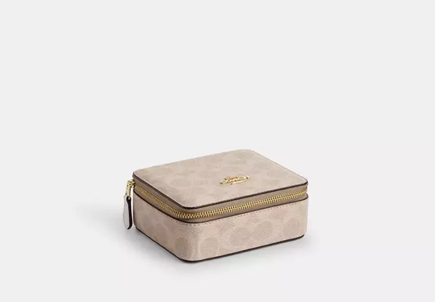 Gold/Sand/Chalk Large Jewelry Box In Signature Canvas