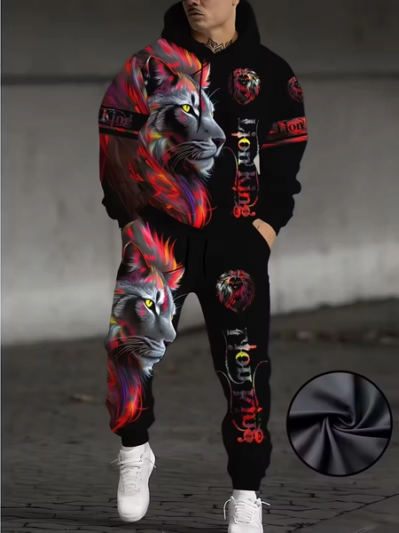 Flame Lion Pullover Hoodies Sets 3d Printing Men Women Fashion Hoodie+Pant 2 Piece Sets Cosplay Tracksuit Suit Mens 2Pcs Sets - AliExpress 200000343
