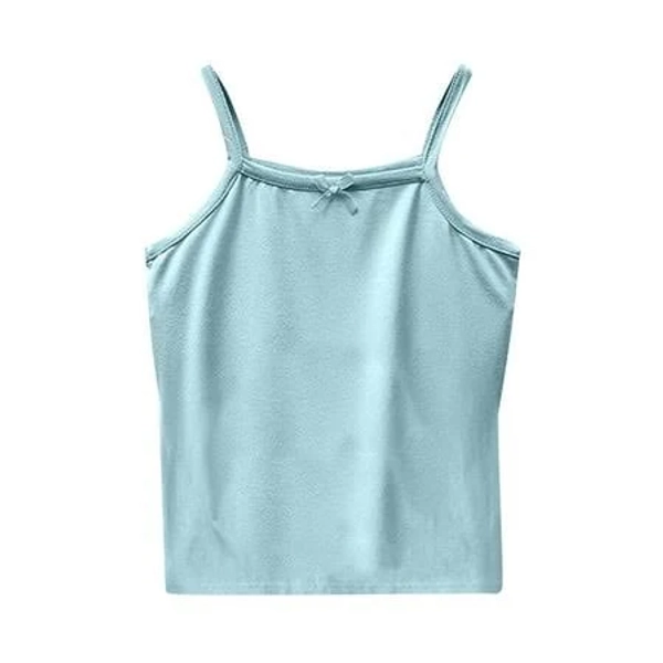 Girls' Sleeveless Round-Neck Cotton T-Shirt