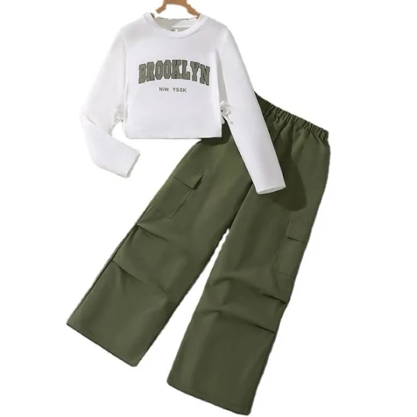 Teens Casual Letter T-Shirt & Pants Set