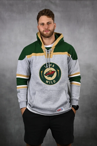 Gray Lace Hood - Green/Tan Sleeve Stripes