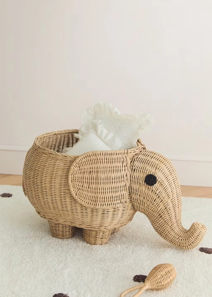 Cesto bambino rattan elefante - Home | MANGO Italia