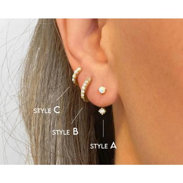Opal x CZ Earring Stack * gift for her * bridesmaid gift * mothers day gift * gold earrings * hoop earrings * minimalist earrings * elevado