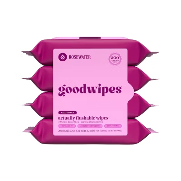 Goodwipes Flushable Personal Wipes - Rosewater - 50ct/4pk