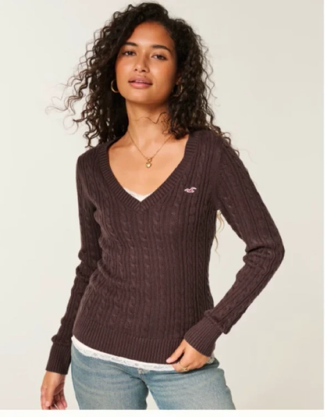 Cable-Knit Icon V-Neck Sweater