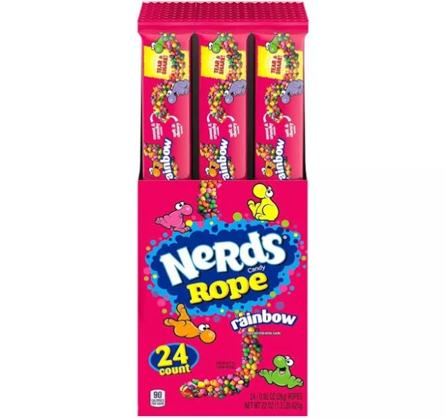 24 Packs Nerds Rope Candy, Rainbow, 0.92 Oz Each