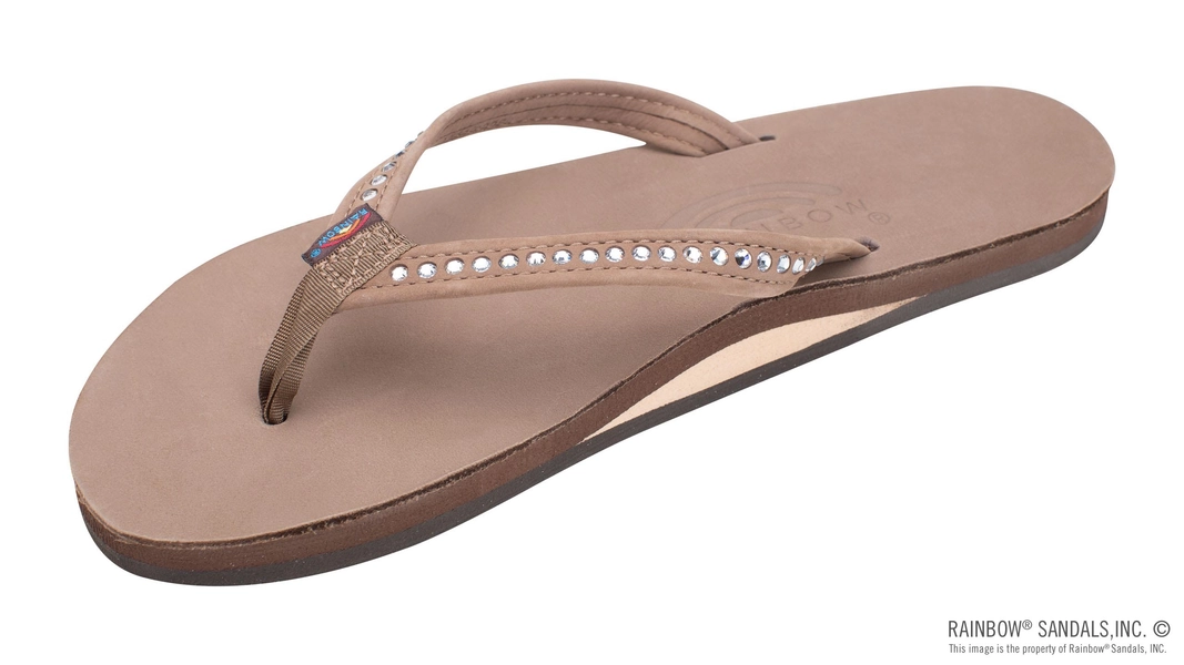 Crystal Collection - Single Layer Arch Support Leather 1/2" Narrow Strap with Swarovski® Crystals