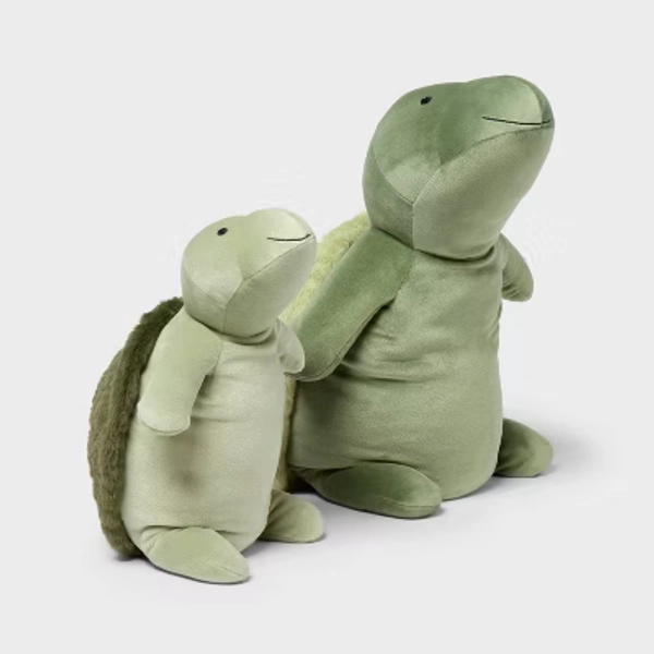 Turtle and Baby Weighted Plush Kids' Throw Pillow Green - Pillowfort™