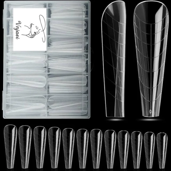 Vnjaoi 120 Pcs Poly Extension Gel Dual Nail Forms Nail Molds with Scale Builder Coffin Nail for Gel Manicure Nail Art de