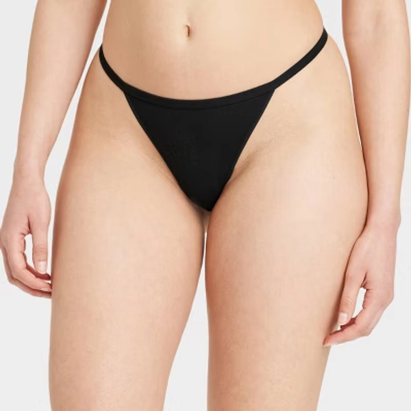 Women's Cotton Blend String Thong Underwear - Auden™ Black M