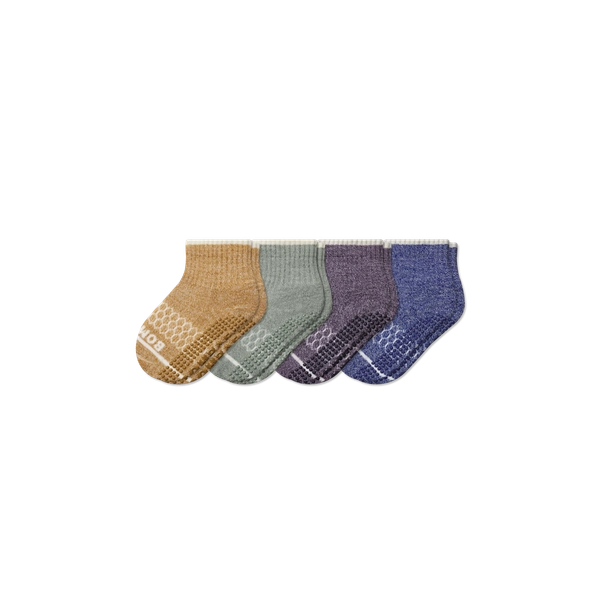 Toddler Merino Wool Blend Gripper Calf Sock 4-Pack 