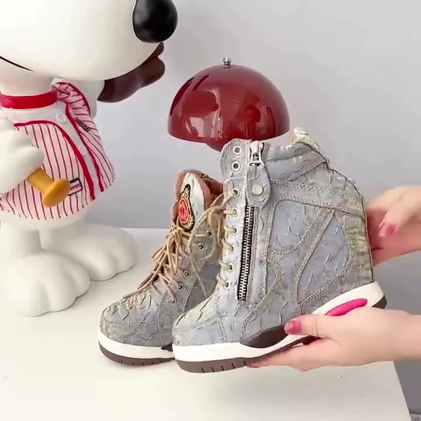 Womens Sneakers Shoes 2025 Fashion Platform Designer Thick Sole Casual Hoof Heels TPR Autumn Round Toe Solid High Increased Inte - AliExpress 322