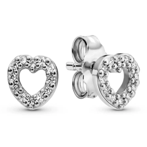 Pandora Women's 925 Silver Heart Stud Earrings