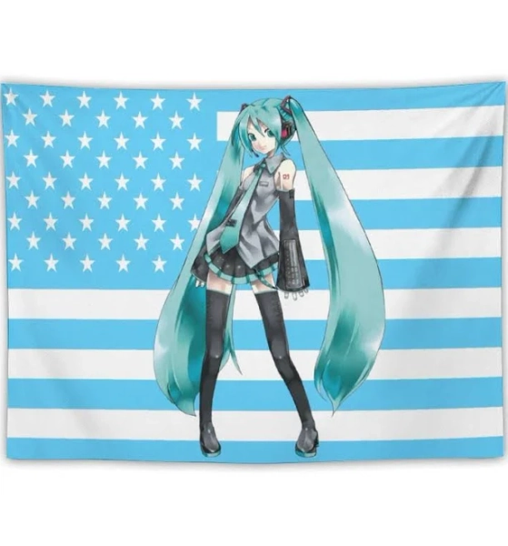 Hatsune Miku American Flag Wall Tapestry