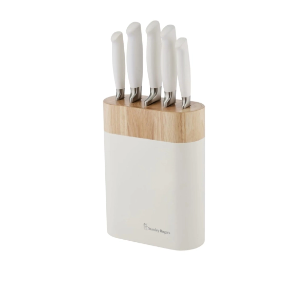 Stanley Rogers 6pc Oval Knife Block Set White