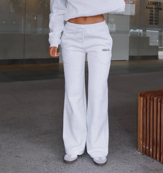 Match Your Words Wide Leg Sweatpants Grey Marle