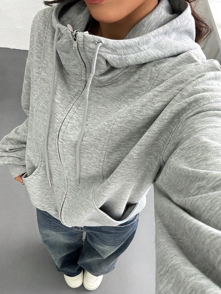 SHEIN EZwear Moletom Feminino com Zíper