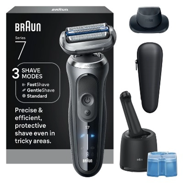 Braun Men's Series 7 Electric Razor Shaver with 4-in-1 Clean & Charge Center and Travel Case - 7171cc: 3 Speeds, Foil Shaver, Battery Powered