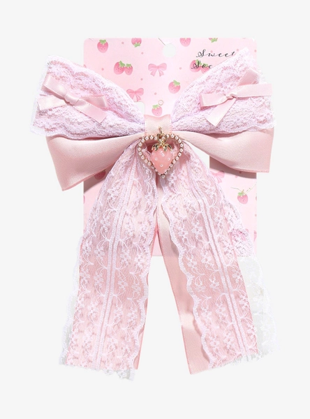 Sweet Society Pink Lace Strawberry Hair Bow