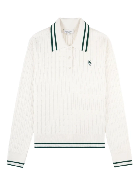 Sporty & Rich Striped cable-knit Polo Shirt | Neutrals | FARFETCH