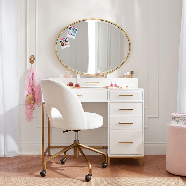 Blaire Single Pedestal Storage Vanity Desk (40")