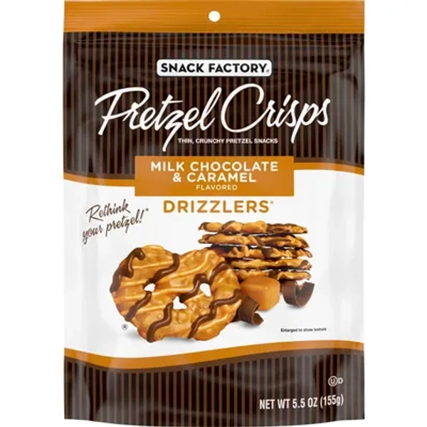 Snack Factory Pretzel Crisps Drizzlers Milk Chocolate & Caramel Drizzled Pretzels - 5.5oz