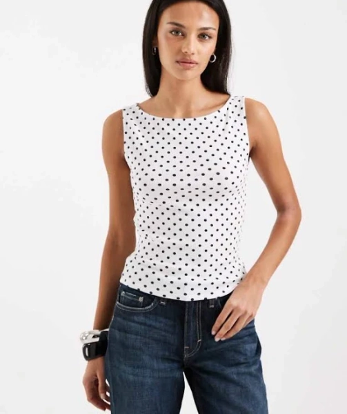 Hollister – Boat Neck Tank Top – Women – Cotton/Elastane - M - White